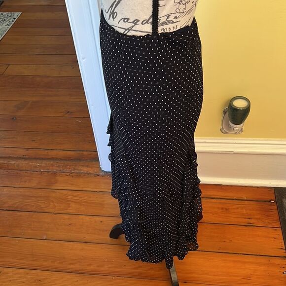 Chaps Sz XL COQUETTE Elastic Waist Lined Classic Polka Dot Ruffle Skirt - Picture 3 of 5